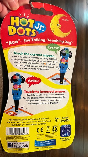 Hot Dots Jr. "ACE" The Talking, Teaching Dog Theme/subject Animal, Learning NEW