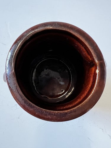 Kitchen Utensil Vintage 70’s Retro Brown Ivory Drip Pottery Jar Holder Toolery