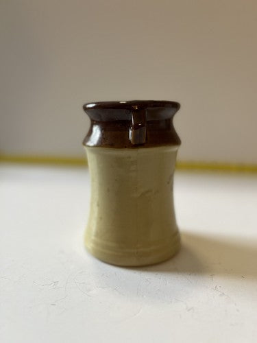 Kitchen Utensil Vintage 70’s Retro Brown Ivory Drip Pottery Jar Holder Toolery
