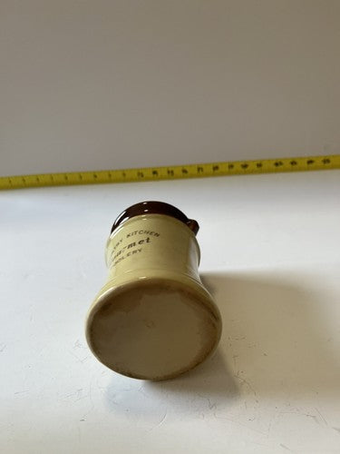 Kitchen Utensil Vintage 70’s Retro Brown Ivory Drip Pottery Jar Holder Toolery