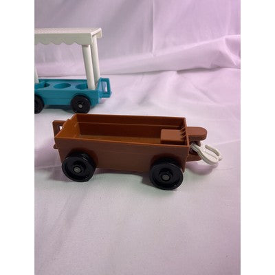 Fisher Price Little People Disney Railway Train Cars Dog Mustache Cowboy Vtg Lot