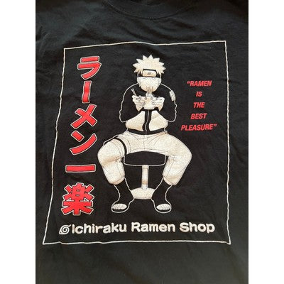 Naturo Shippuden Ramen Soup Crew Neck Casual Short Sleeve T-Shirt Black Small