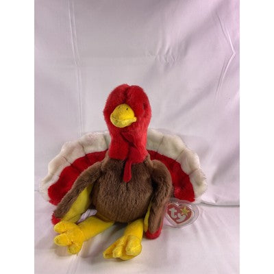 TY Beanie Baby Gobbles Turkey Beanie Buddy Rare 8" Brown 1999 Double Tush Tag