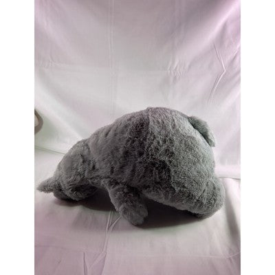 The Fat Cat Sitting Fluffy Furry Animal Plush Toy Gray 13" No Tags