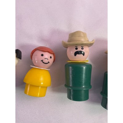 Fisher Price Little People Disney Railway Train Cars Dog Mustache Cowboy Vtg Lot