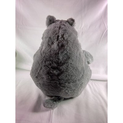 The Fat Cat Sitting Fluffy Furry Animal Plush Toy Gray 13" No Tags