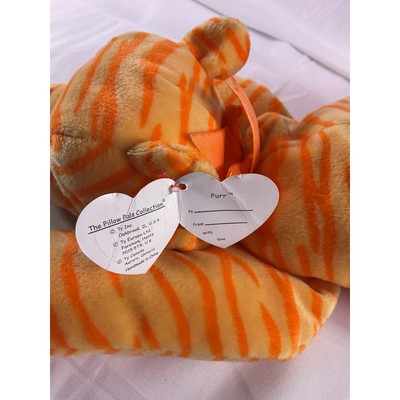 TY Beanie Purr The Cat Plush Baby Pillow Pals Collection 1996 15" Orange