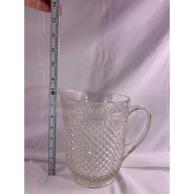 Vintage Crystal Anchor Hocking Miss America Depression Glass Pitcher Diamont Cut