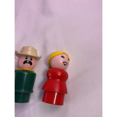 Fisher Price Little People Disney Railway Train Cars Dog Mustache Cowboy Vtg Lot