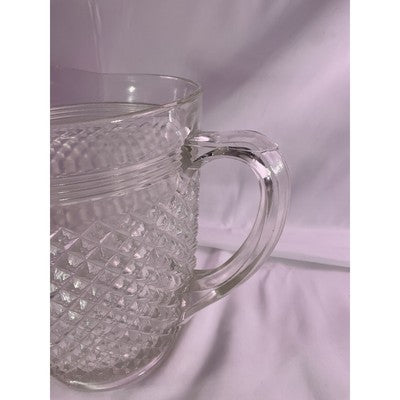 Vintage Crystal Anchor Hocking Miss America Depression Glass Pitcher Diamont Cut