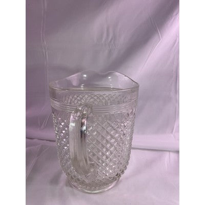 Vintage Crystal Anchor Hocking Miss America Depression Glass Pitcher Diamont Cut