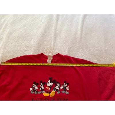 Disney Mickey Mouse Vintage 90s Casual Pullover Unisex Sweatshirt Red XXL