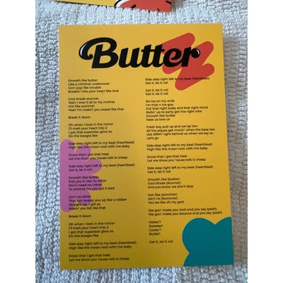 BTS Butter Cream CD Photocard Lyric Cards Folded Message Card Album Set 2021