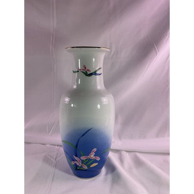 Vintage Wild Orchid Collection By Royal Orleans Floral Vase 10.5" White/Blue