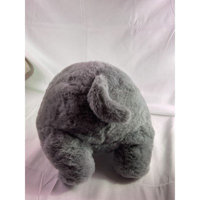 The Fat Cat Sitting Fluffy Furry Animal Plush Toy Gray 13" No Tags
