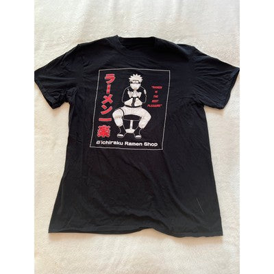 Naturo Shippuden Ramen Soup Crew Neck Casual Short Sleeve T-Shirt Black Small