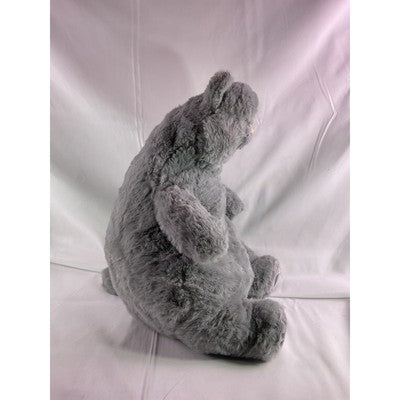 The Fat Cat Sitting Fluffy Furry Animal Plush Toy Gray 13" No Tags
