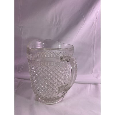 Vintage Crystal Anchor Hocking Miss America Depression Glass Pitcher Diamont Cut