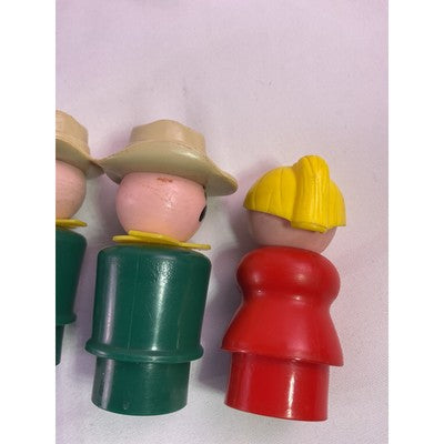 Fisher Price Little People Disney Railway Train Cars Dog Mustache Cowboy Vtg Lot