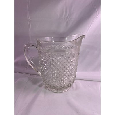 Vintage Crystal Anchor Hocking Miss America Depression Glass Pitcher Diamont Cut