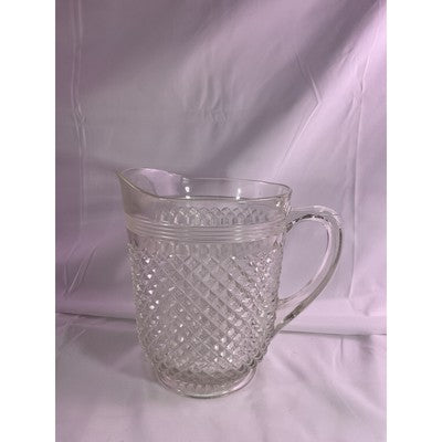 Vintage Crystal Anchor Hocking Miss America Depression Glass Pitcher Diamont Cut