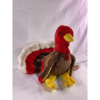 TY Beanie Baby Gobbles Turkey Beanie Buddy Rare 8" Brown 1999 Double Tush Tag