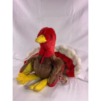 TY Beanie Baby Gobbles Turkey Beanie Buddy Rare 8" Brown 1999 Double Tush Tag