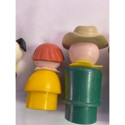 Fisher Price Little People Disney Railway Train Cars Dog Mustache Cowboy Vtg Lot