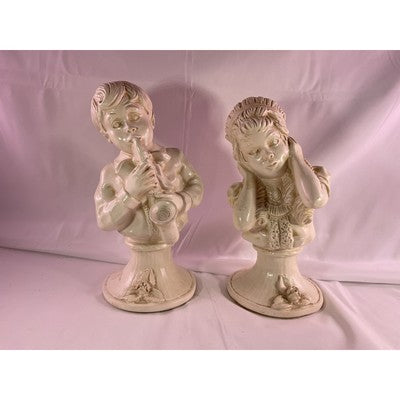 RARE J. Kendrick 1971 Music Statues Pair Universal Statuary Corp Signed Vintage