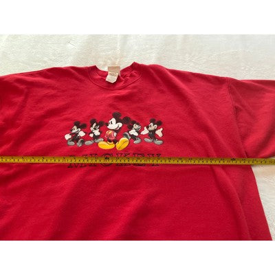 Disney Mickey Mouse Vintage 90s Casual Pullover Unisex Sweatshirt Red XXL