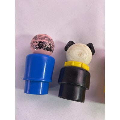 Fisher Price Little People Disney Railway Train Cars Dog Mustache Cowboy Vtg Lot