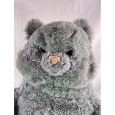 The Fat Cat Sitting Fluffy Furry Animal Plush Toy Gray 13" No Tags