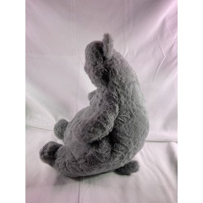 The Fat Cat Sitting Fluffy Furry Animal Plush Toy Gray 13" No Tags