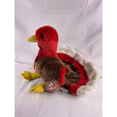 TY Beanie Baby Gobbles Turkey Beanie Buddy Rare 8" Brown 1999 Double Tush Tag