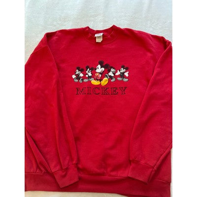 Disney Mickey Mouse Vintage 90s Casual Pullover Unisex Sweatshirt Red XXL