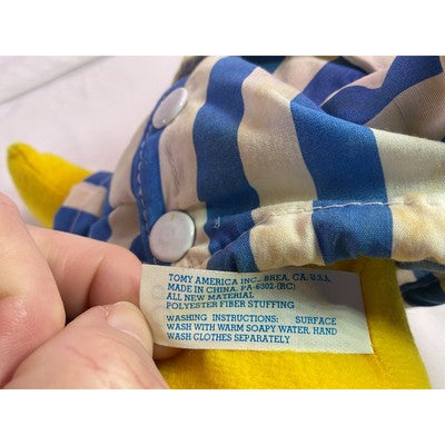 Tomy Vintage B2 Banana In Pajamas Plush D6 1995 12" Yellow/Blue