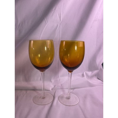 Set of 8 Jewel Toned Colored Glass Pedetal Wine Drinking Glasses 8" Tall