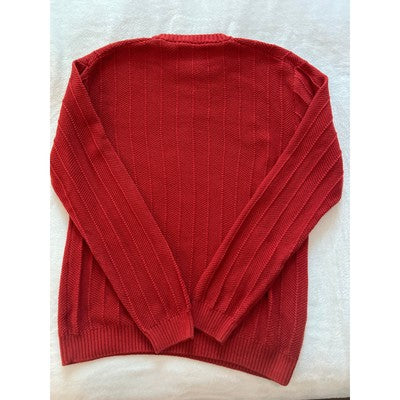 Chaps Mens Cable Knit Crew Neck Long Sleeve Casual Pullover Sweater Red Large