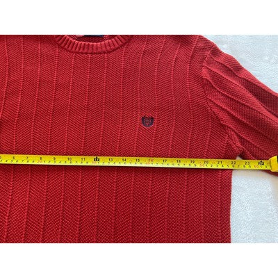 Chaps Mens Cable Knit Crew Neck Long Sleeve Casual Pullover Sweater Red Large