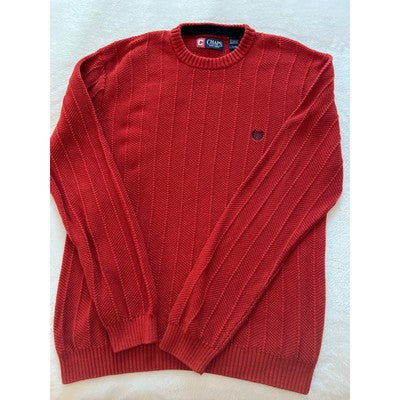 Chaps Mens Cable Knit Crew Neck Long Sleeve Casual Pullover Sweater Red Large