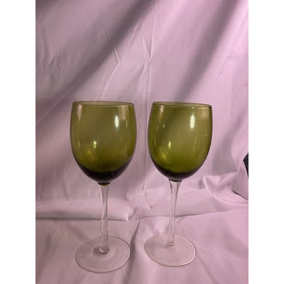 Set of 8 Jewel Toned Colored Glass Pedetal Wine Drinking Glasses 8" Tall