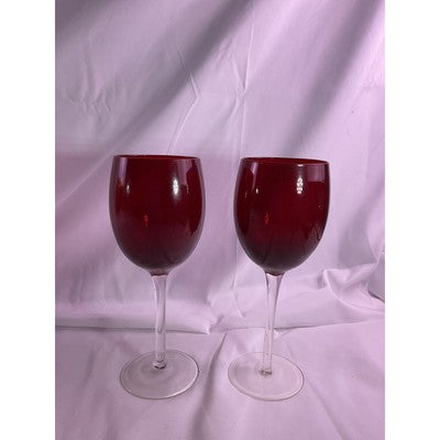 Set of 8 Jewel Toned Colored Glass Pedetal Wine Drinking Glasses 8" Tall