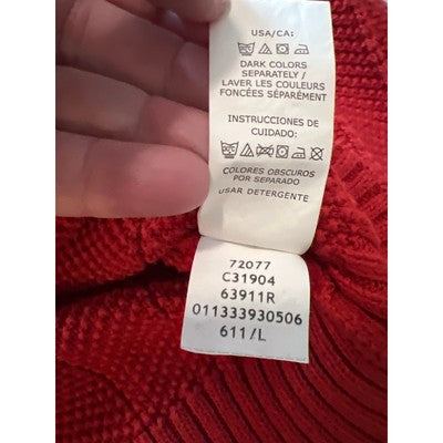 Chaps Mens Cable Knit Crew Neck Long Sleeve Casual Pullover Sweater Red Large